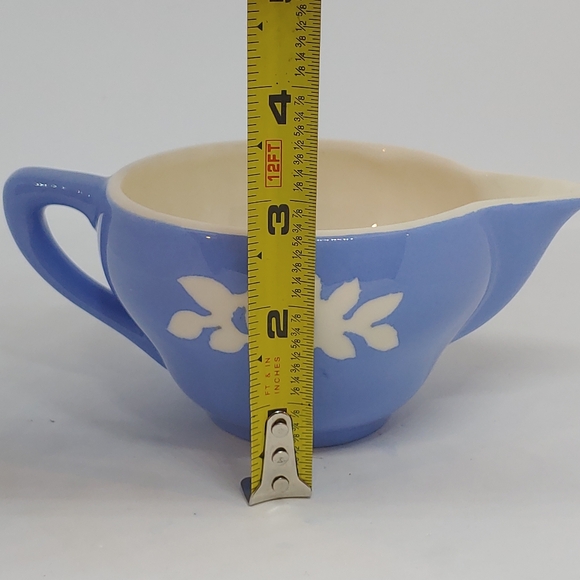 Harker Pottery White Rose Carv-Kraft Creamer and Sugar Bowls Powder Blue Vintage - Picture 11 of 16